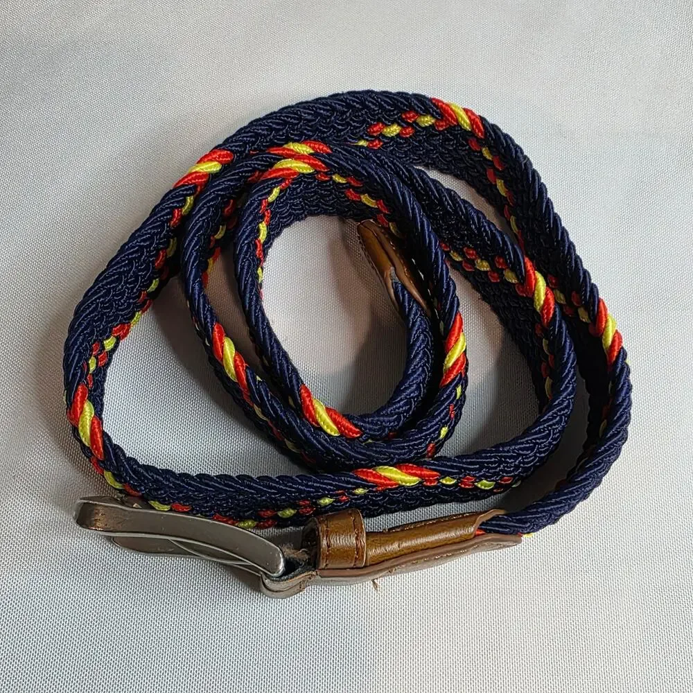 Braided Belt Unisex Mens Womens Colorful Blue Red Yellow Mi Bandera
